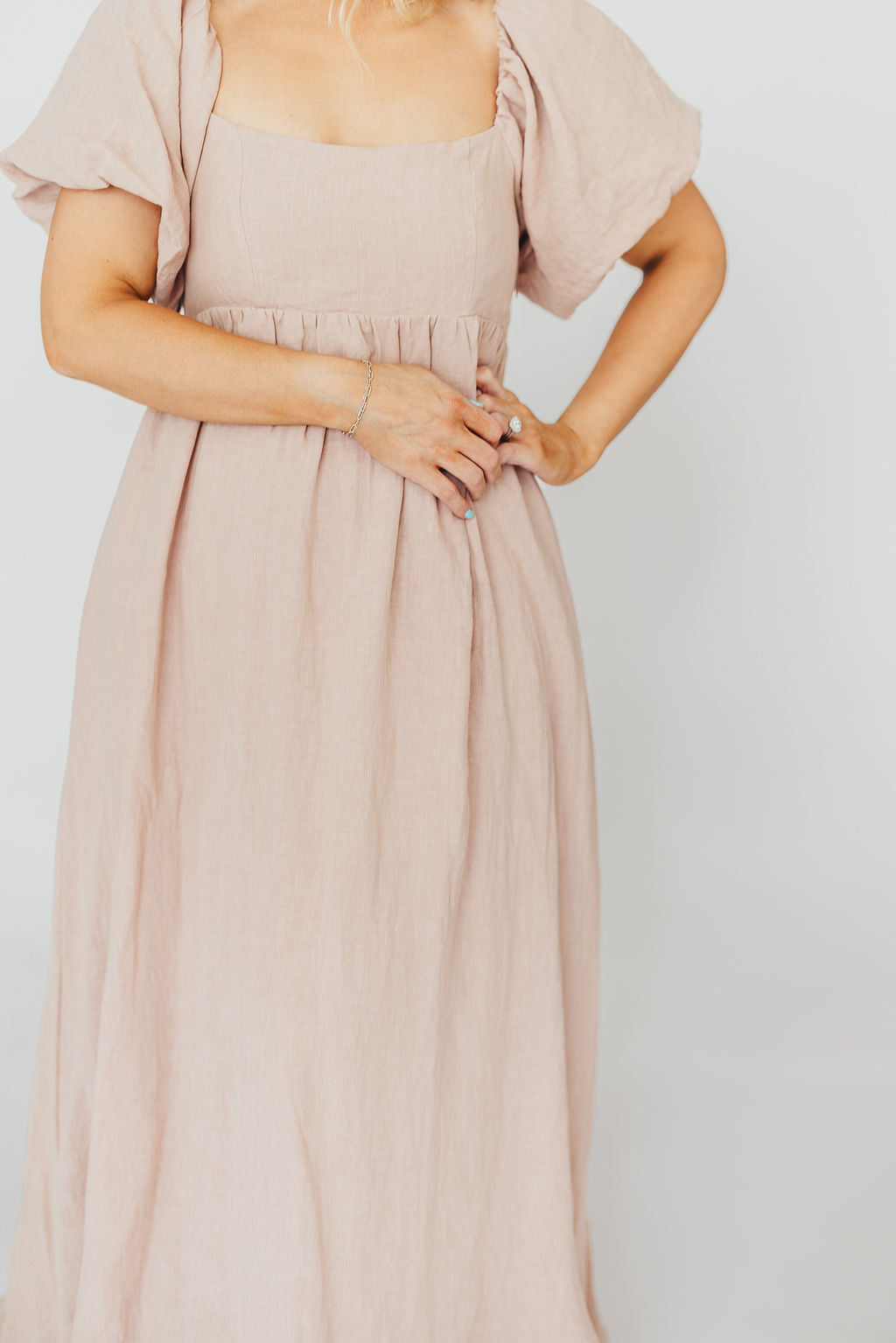 Elegant Candace Maxi Dress in Dusty Rose - 100% Breathable Linen, Bump-Friendly Maternity Dress for Women - Perfect for Summer Weddings, Beach Vacations & Casual Outings
