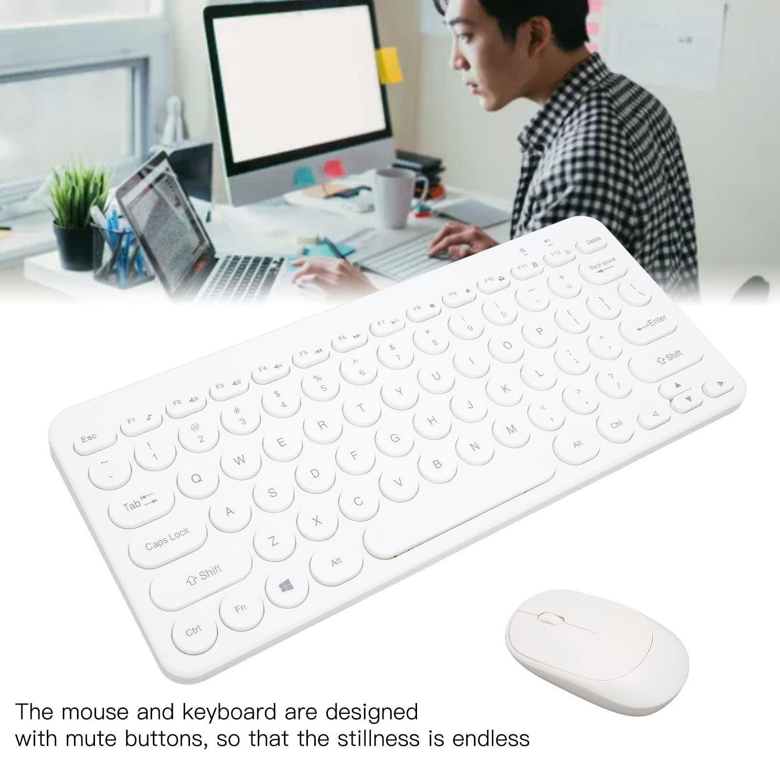 78-Key Silent Wireless Keyboard and Mouse Combo - 2.4G UV Printed Business Keyboard Set with Quiet Buttons | Perfect for Office Work, Home Computing, and Professional Workspaces