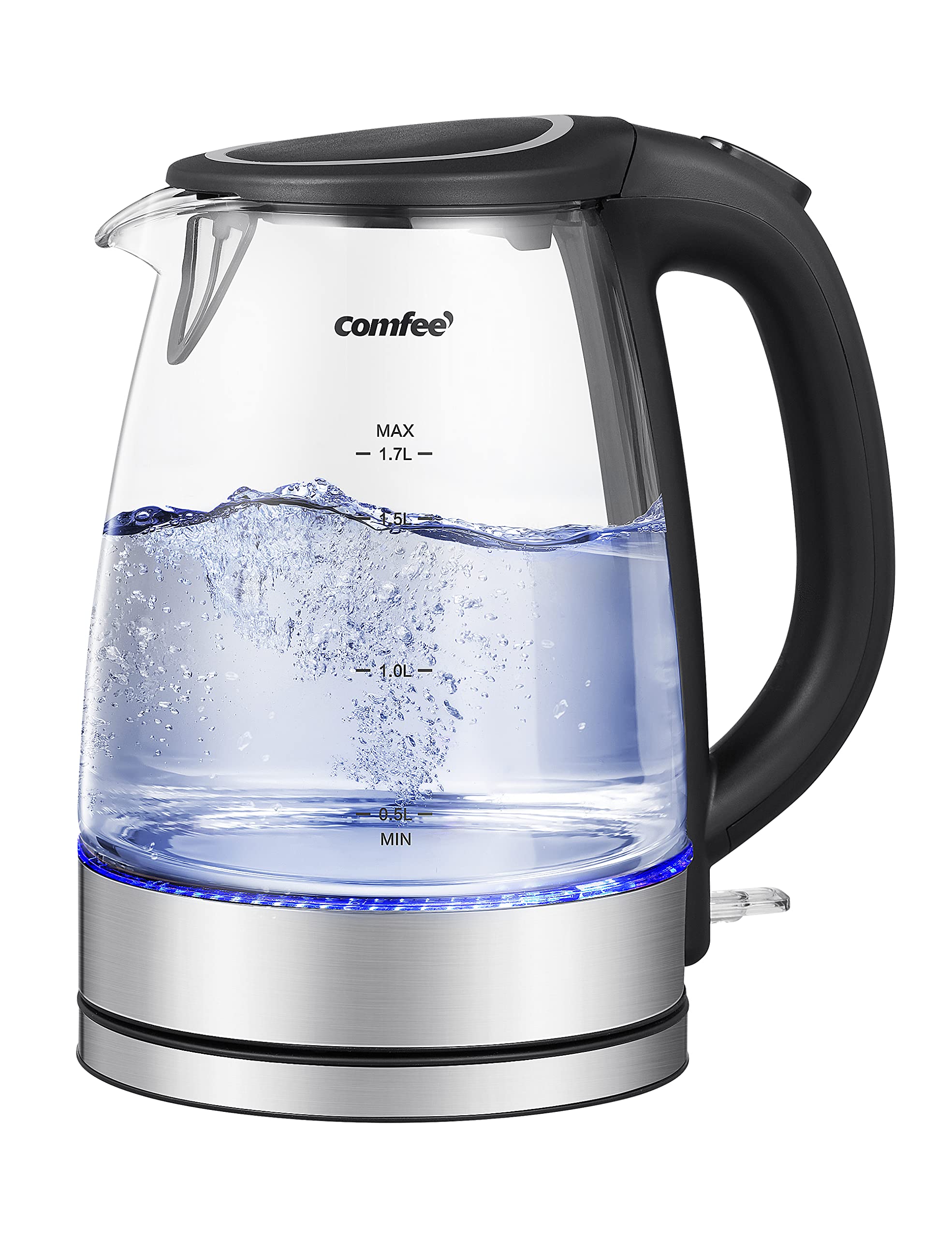 COMFEE' 8-Cup (4-Cup Uncooked) Stainless Steel 6-in-1 Multi Rice Cooker with Slow Cooker, Steamer & 1.7L Glass Electric Tea Kettle Bundle - Perfect for Small Kitchens, Dorms & Office Use