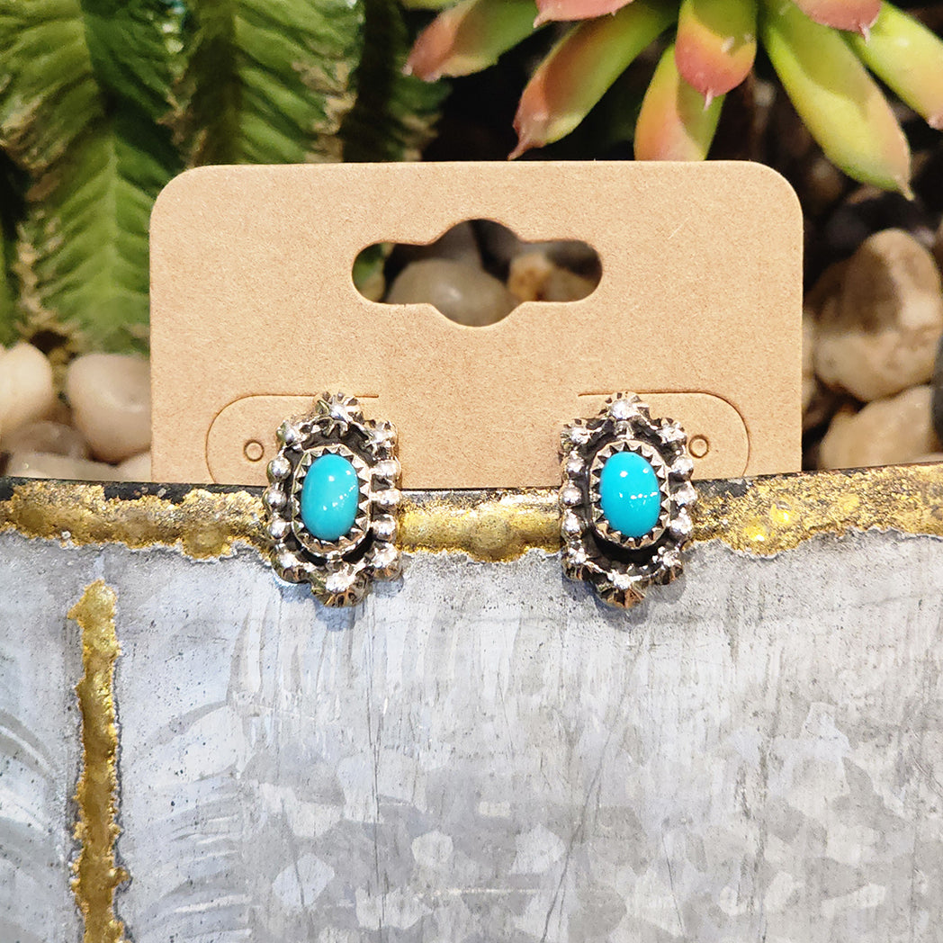 Jade Kingman Turquoise Stud Earrings for Women – Handmade Sterling Silver Jewelry | Perfect for Casual Wear, Parties & Gifts