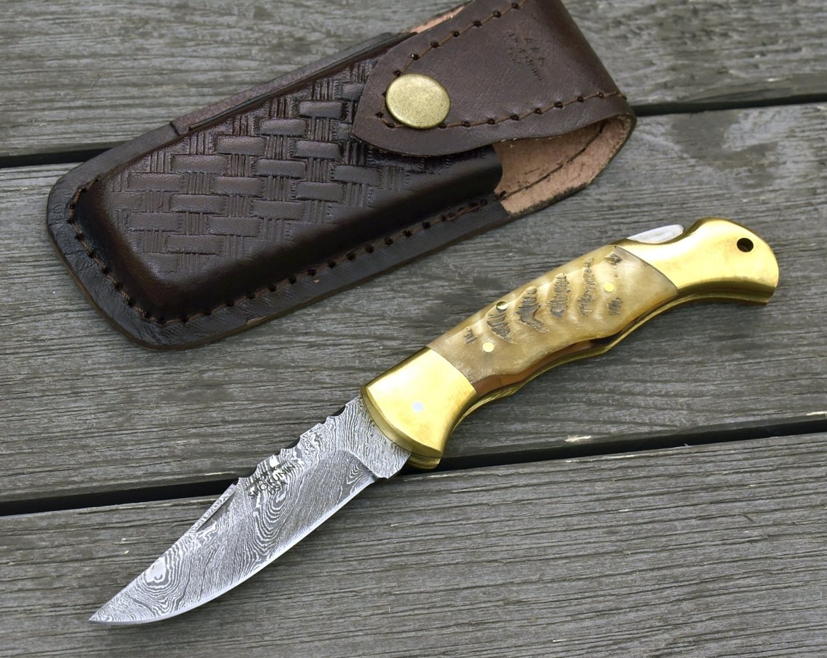 Premium Ram Horn Handle Pocket Knife - Compact, Durable & Sharp for Outdoor Adventures, Camping, Hiking & Everyday Carry (EDC)