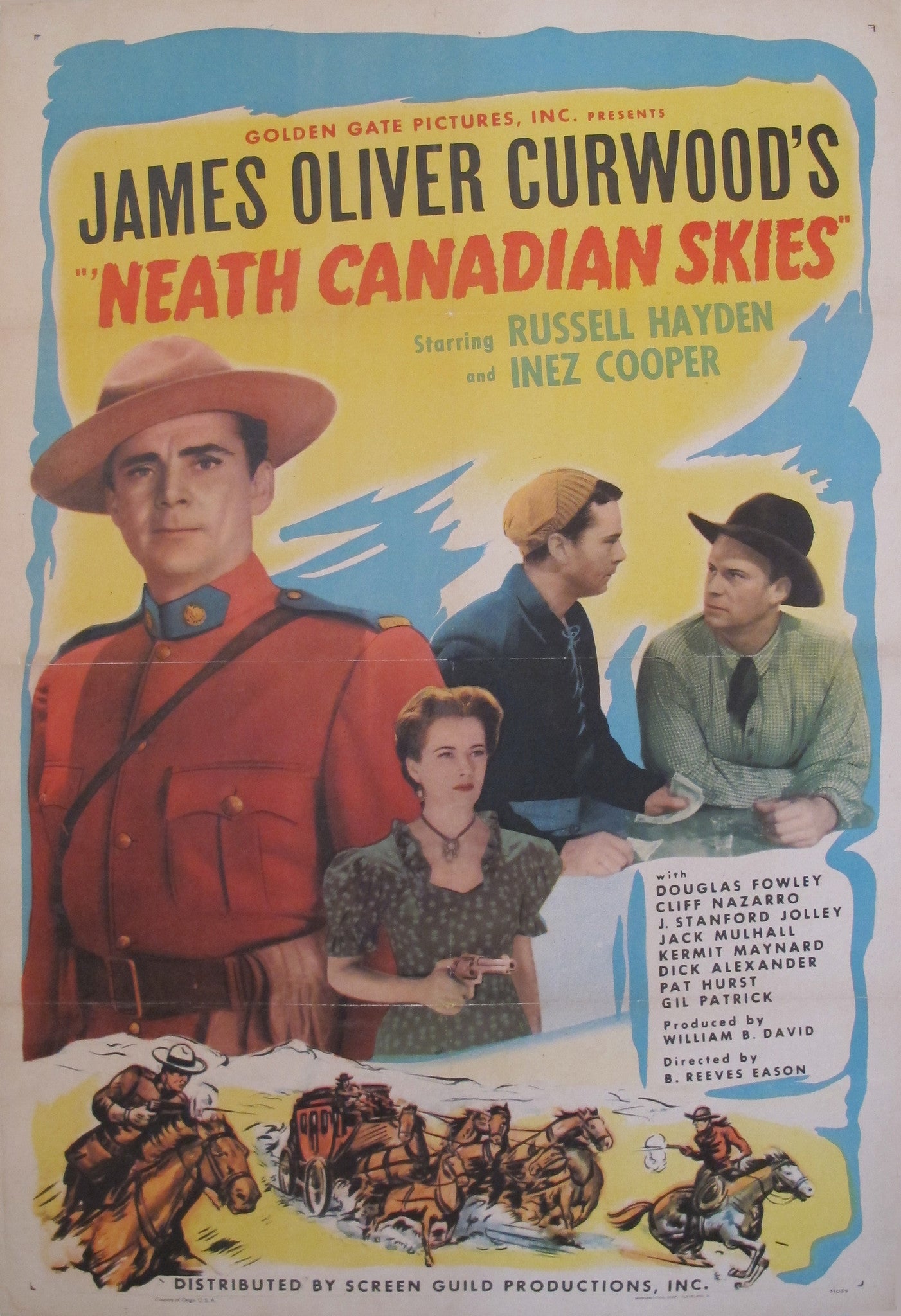 Vintage 1946 Canadian Movie Poster - 'Neath Canadian Skies' Original Film Collectible - Perfect for Home Theater Decor & Classic Cinema Memorabilia Display