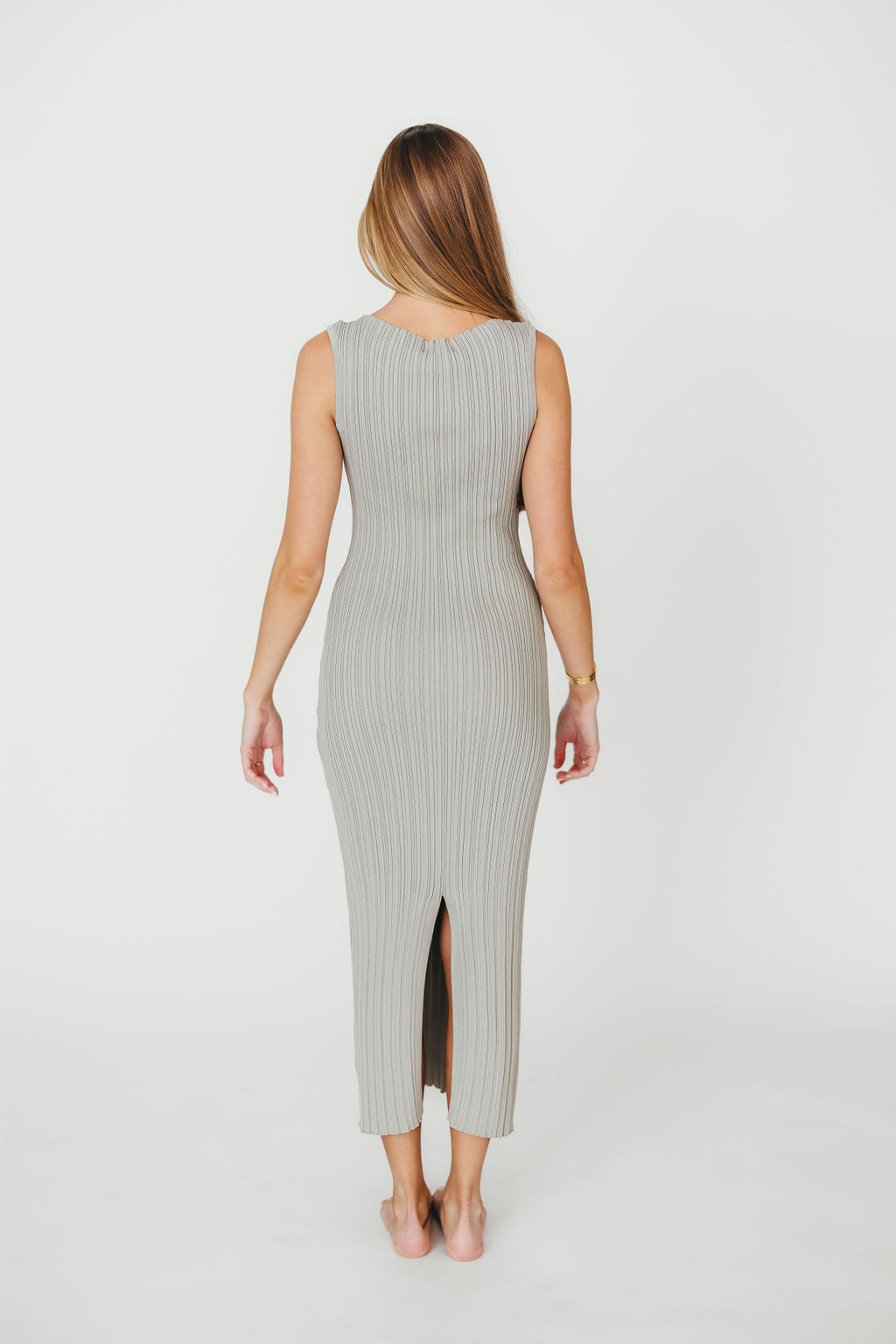 Falling For You Ribbed Knit Midi Dress in Sage Green | Women's Stretchy Bodycon Dress for Date Night & Fall Fashion