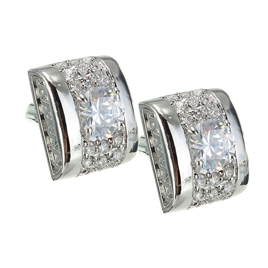 Men's Crystal Jewelry Brass Rectangle Cufflinks - Elegant Shirt Accessories for Party & Formal Wear (One Size, Multiple Colors) - Perfect Gift for Weddings, Business Meetings & Special Occasions