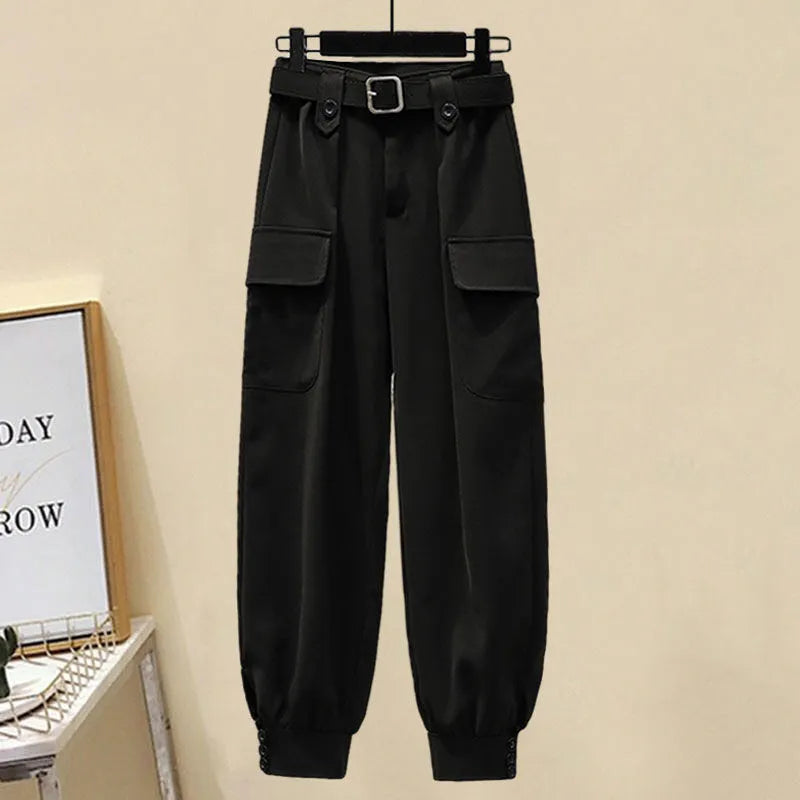 Stylish Autumn Women's 3-Piece Outfit Set - Loose Casual Shirt, Personalized Bra & Wide Leg Trousers | Office Wear, Business Casual, Fall Fashion Essentials