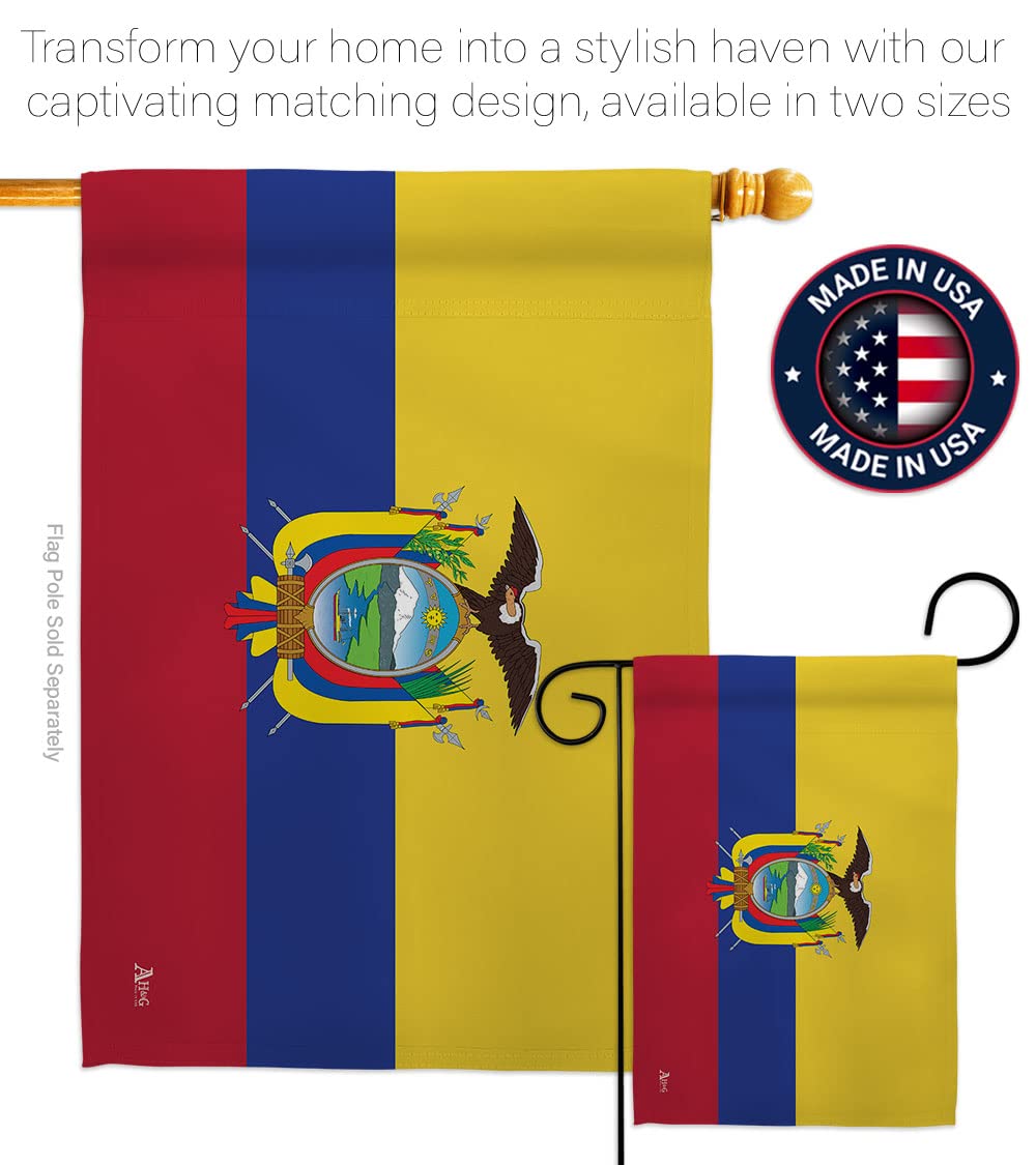 Americana Home & Garden Ecuador Double-Sided Garden Flag Set with Stand - USA Made Country House Decoration Banner for Yard, Patio & Outdoor Decor - Perfect for National Holidays, Cultural Events & International Celebrations