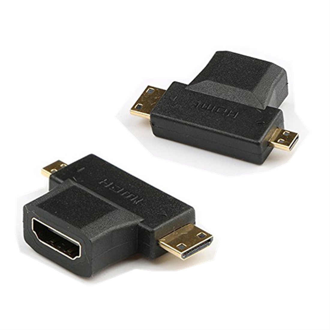 2-in-1 Mini/Micro HDMI Adapter Gold Plated for Smartphones & Cameras - Home Theater Setup