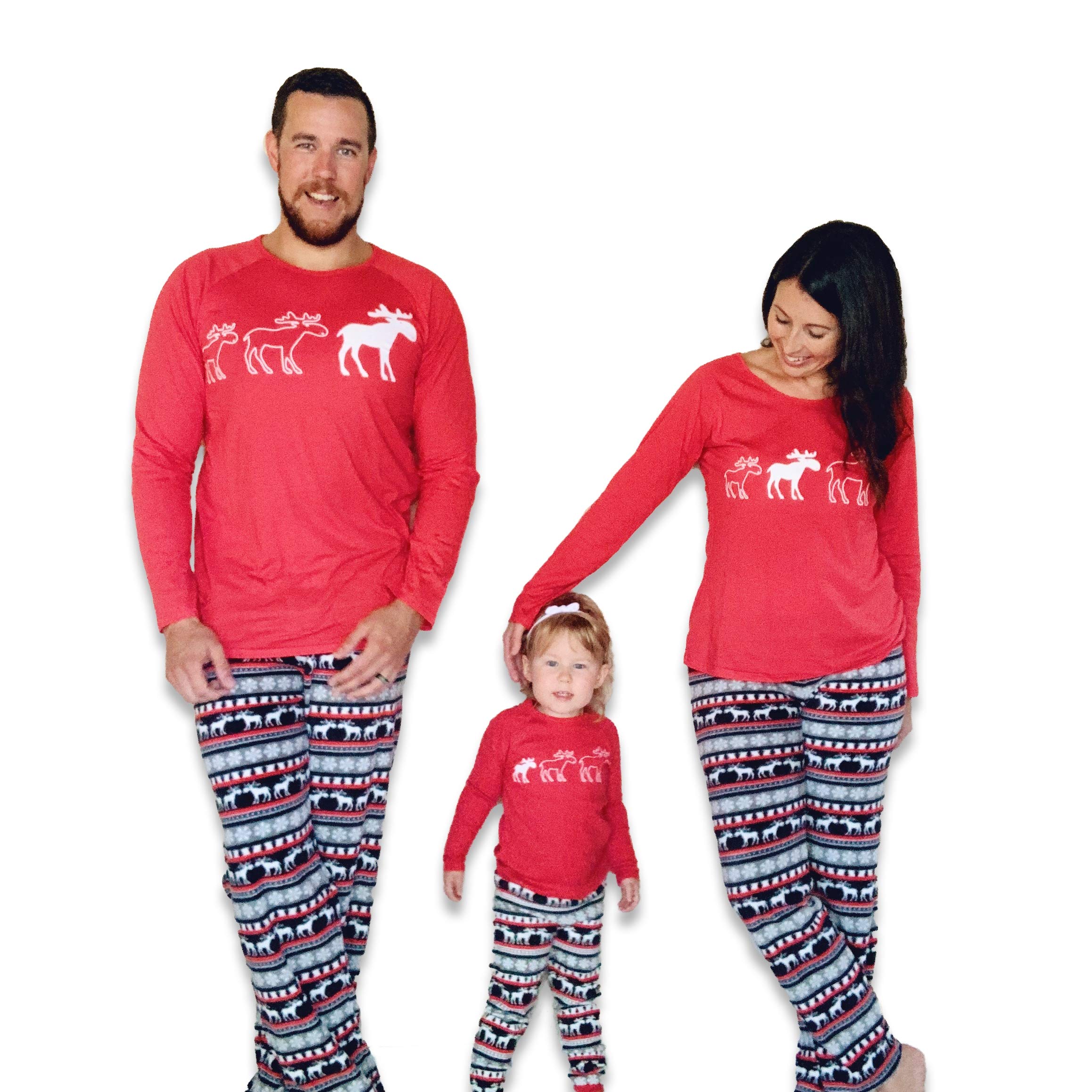 JumpOff Jo - Matching Family Pajama Sets for Men, Women, Kids & Babies - Cozy Moose Print Sleepwear - Perfect for Christmas, Family Photos & Holiday Gatherings (Men's Medium)
