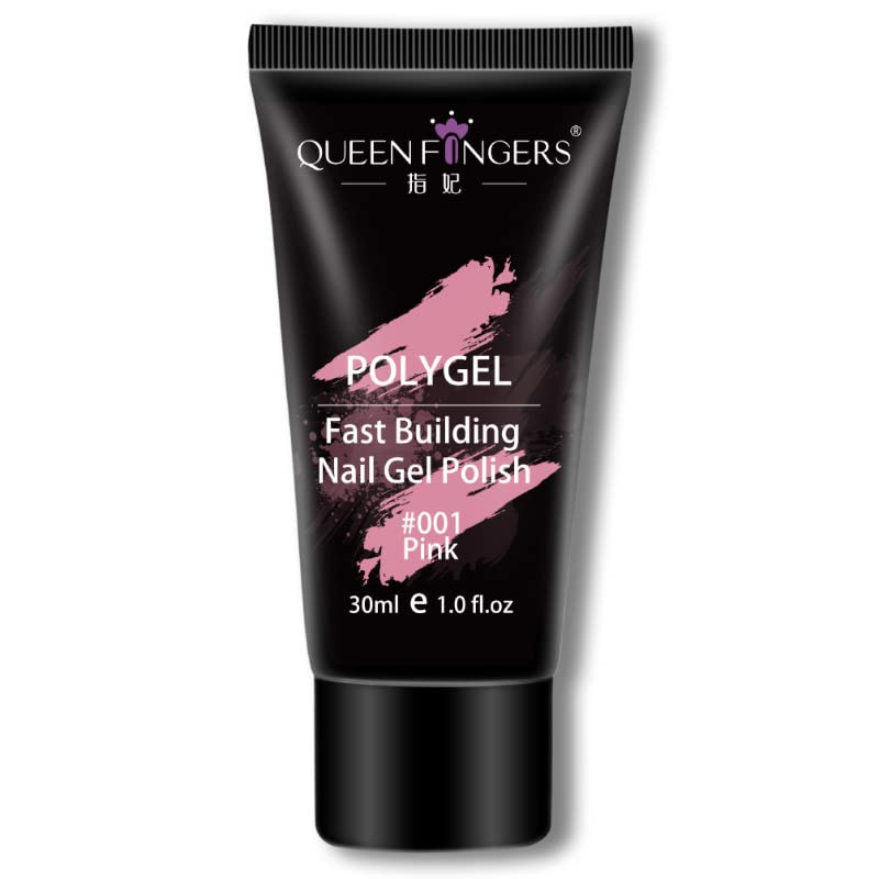 30g Pink Poly Gel Nail Extension Kit - Queen Finger Salon Quality DIY Nail Art Gel for Home Use | Perfect for Acrylic Nails, Manicures & Nail Art Designs