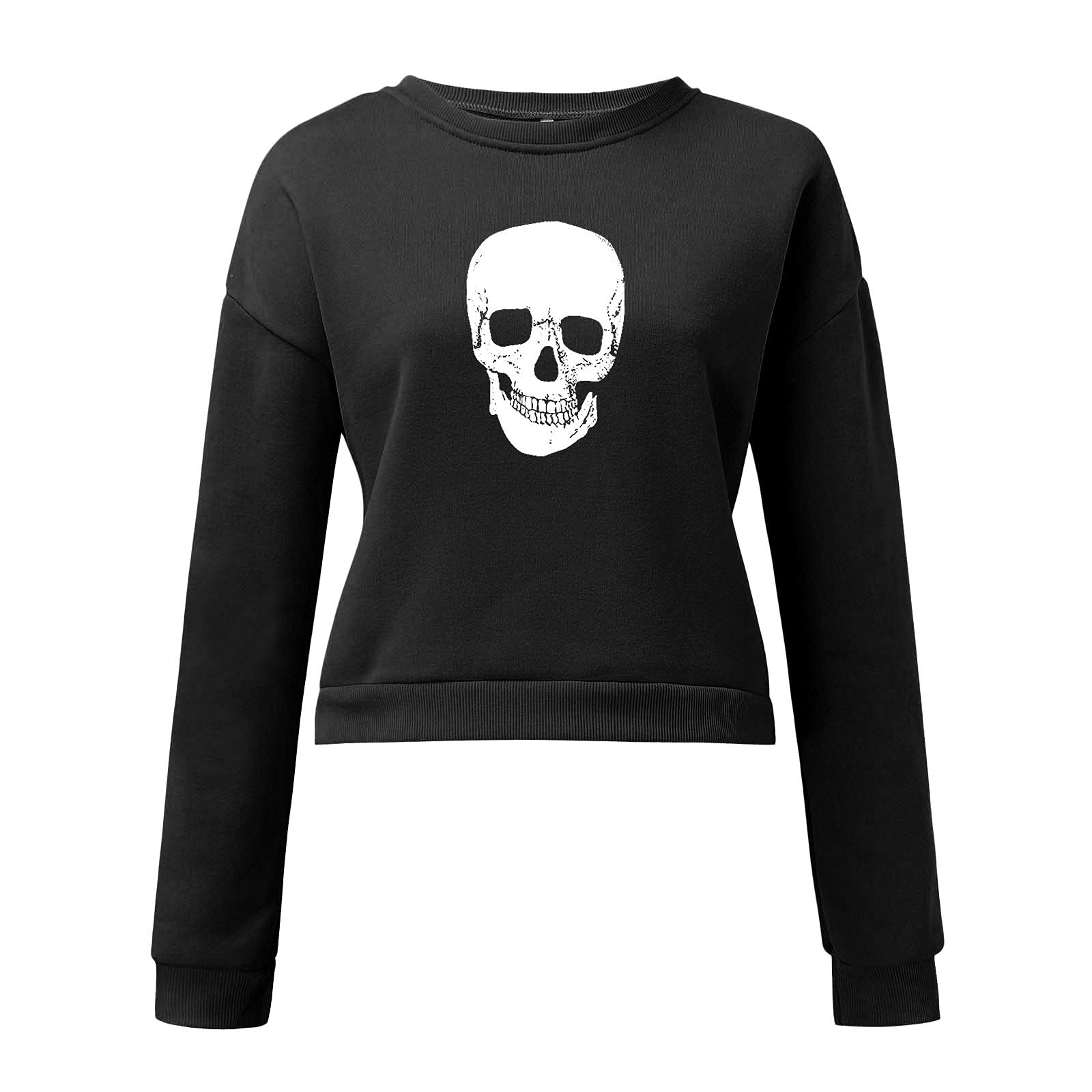 Women's Halloween Printed Crewneck Sweatshirt - Casual Loose Fit Long Sleeve Tops for Dressy & Everyday Wear - Perfect for Costume Parties, Fall Outfits and Cozy Layering