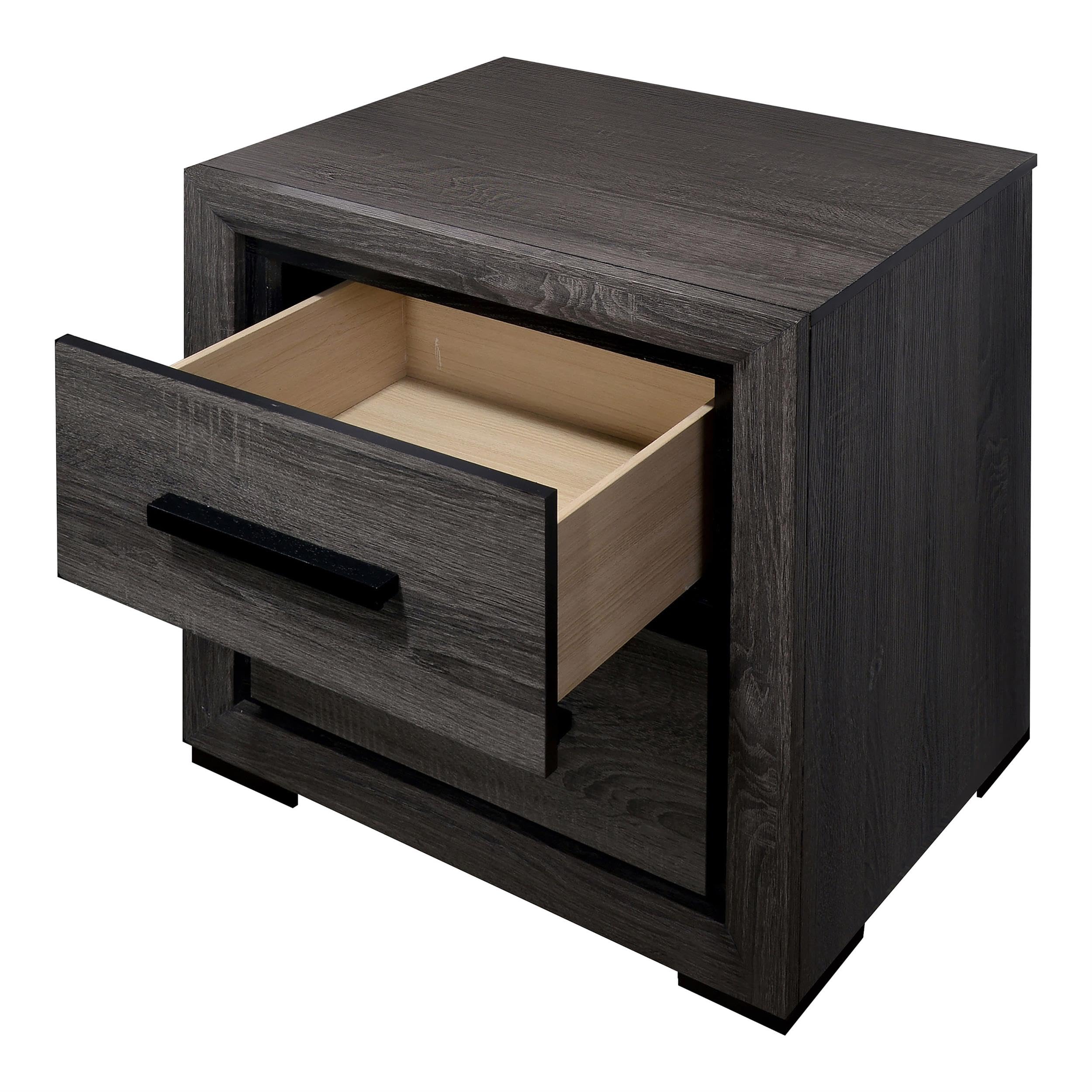 Furniture of America FOA Drummond 3-Piece Gray Wood Panel Bedroom Set - King Size Bed with 2 Nightstands | Modern Bedroom Furniture for Master Suite & Guest Room