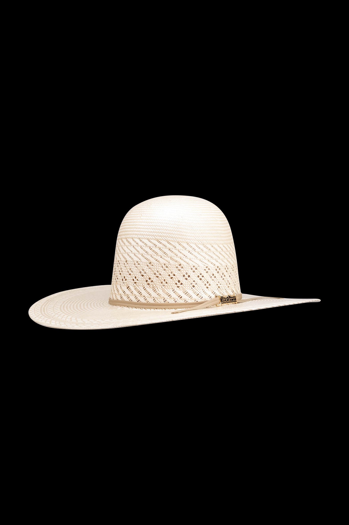Rock'em 100X Buckaroo Breeze Open Crown Straw Cowboy Hat for Men - Western Rodeo, Outdoor Ranch Work & Summer Sun Protection