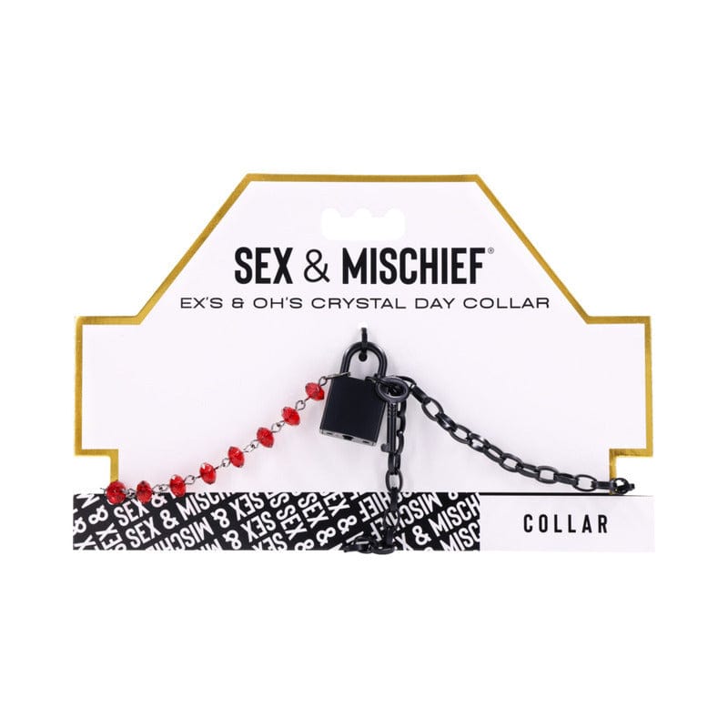 Elegant SS S&M Ex's & Oh's Crystal Day Collar - Stylish Gothic Choker for Women, Perfect for BDSM, Fetish, and Everyday Fashion