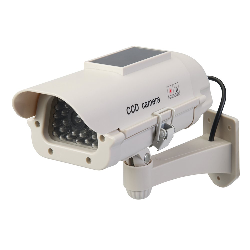 Silverline 614458 Indoor Solar-Powered Dummy Security Camera with LED Lights - Outdoor/Indoor Home Security, Office Surveillance, Theft Deterrent System