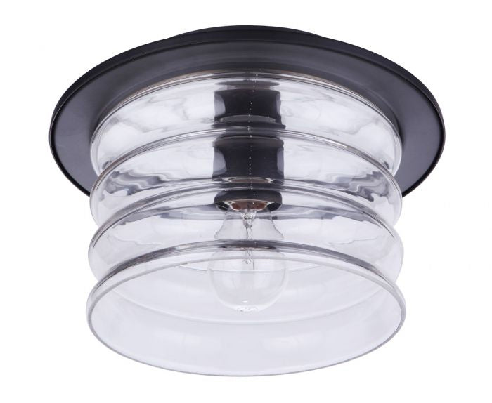Canon One Light Outdoor Flush Mount Fixture - Black Midnight Finish - Weatherproof Exterior Wall Sconce for Porch, Patio & Garage Lighting