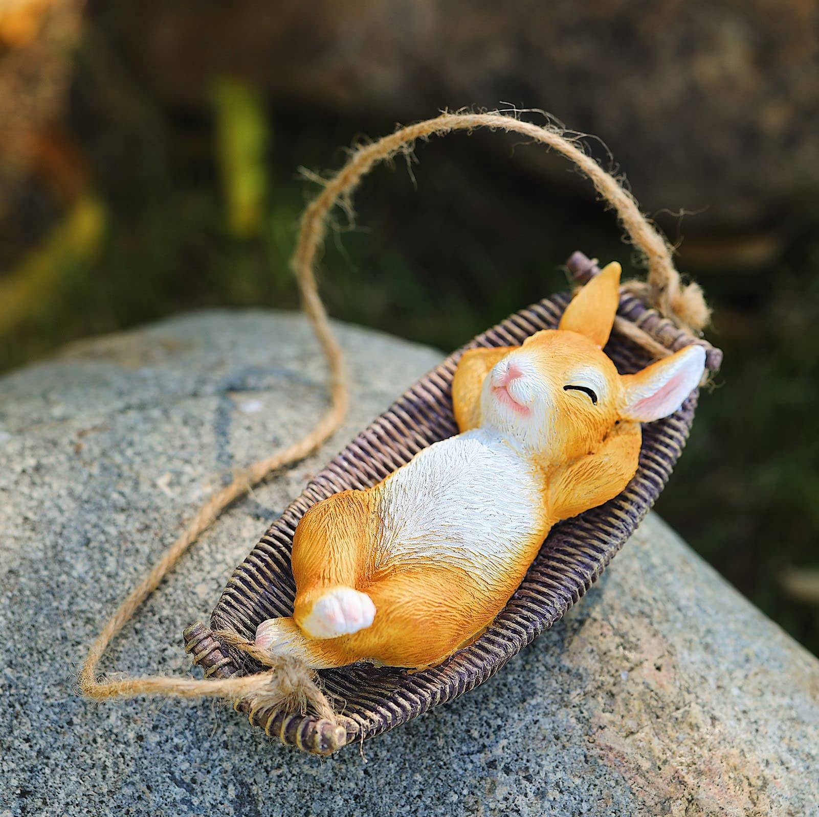 Handmade Waterproof Resin Rabbit Figurines - Bunny Ornaments for Garden, Yard Swing Hanging Decor, Cute Simulation Animal Sculpture for Lawn, Home & Gift | Perfect for Easter Decorations, Spring Garden Parties & Outdoor Themed Weddings