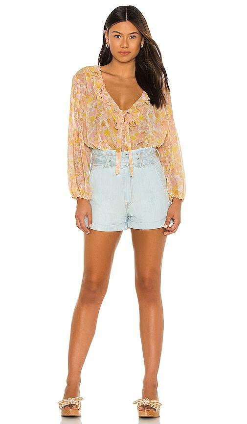 For Love & Lemons Melanie Blouse - Floral Lace Feminine Top for Women | Perfect for Date Night, Weddings & Special Occasions