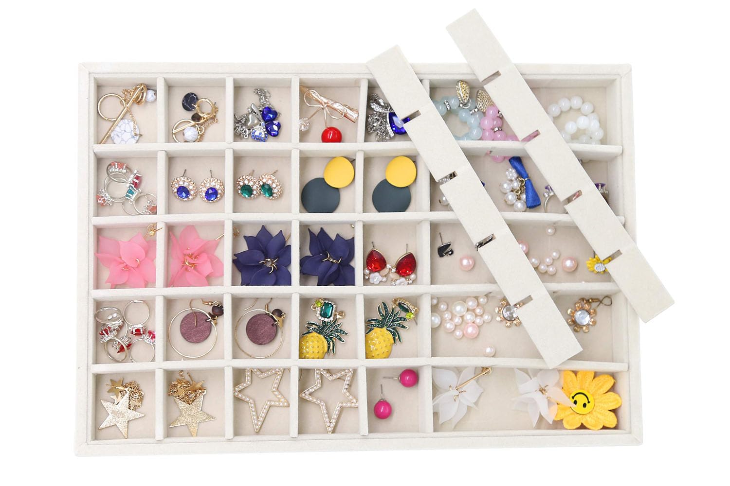 Stratalife Stackable Jewelry Organizer Tray - 40 Grid Drawer Insert for Earrings, Necklaces & Jewelry | Perfect for Bedroom, Vanity & Travel Storage