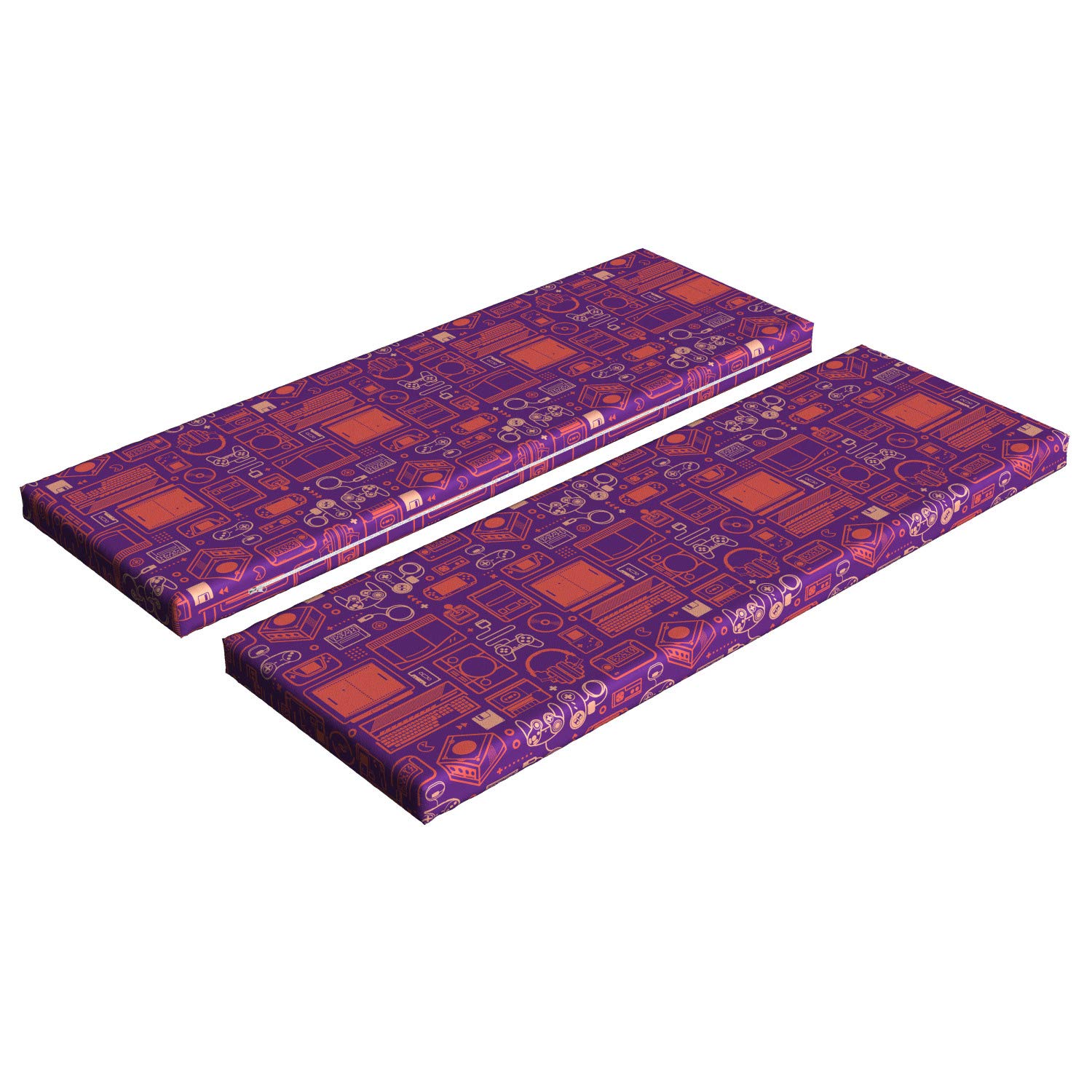 Ambesonne 2-Piece Gaming Bench Cushion Set - Retro Video Game Console Design, 45