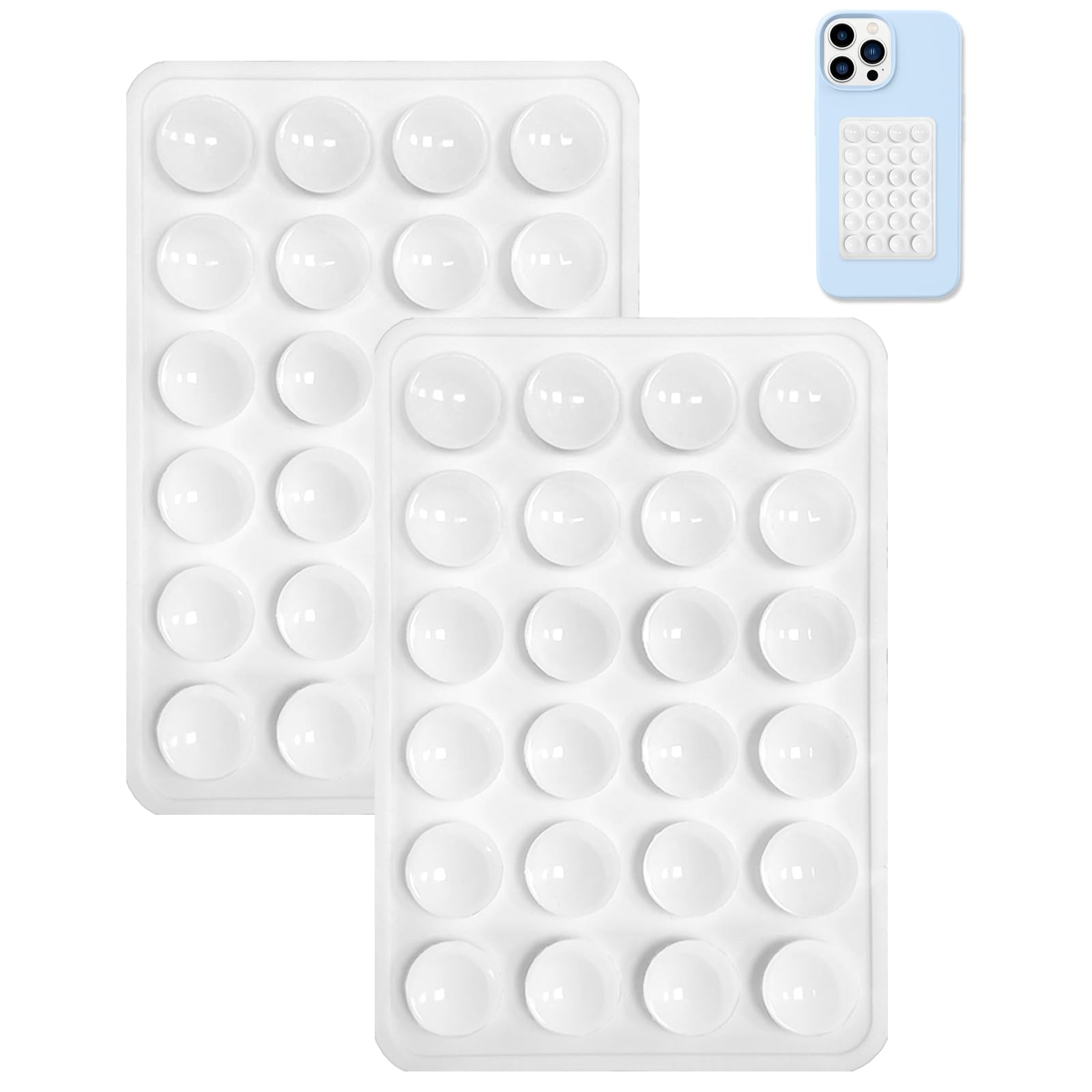 2PCS Silicone Phone Mount - Non-Slip Suction Cup Holder for Selfies & Videos - White
