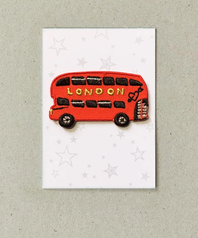 London Bus Iron-On Patch by Petra Boase - Vintage British Souvenir for Jackets, Bags & DIY Crafts | Perfect for Travel Enthusiasts & Fashion DIY Projects