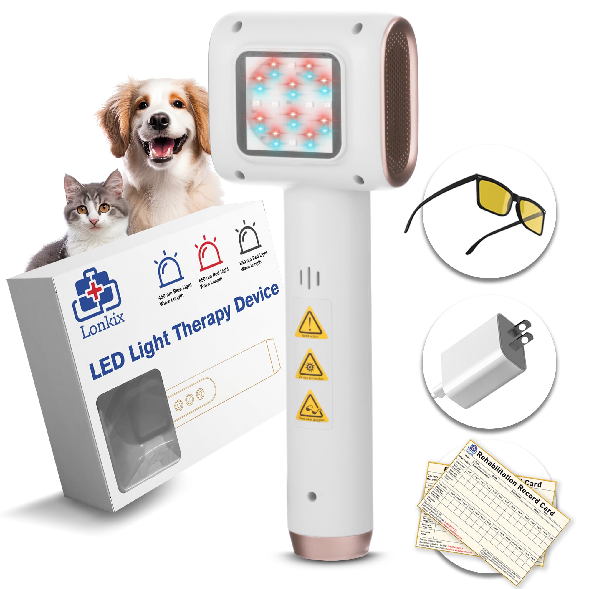 Red Light Therapy for Dogs - 6pcs 850nm & 10pcs 630nm Infrared LED Lights with 10pcs 630nm Blue Lights - Pain Relief, Muscle & Joint Therapy, Anti-Inflammation Treatment - Perfect for Home Pet Care and Recovery
