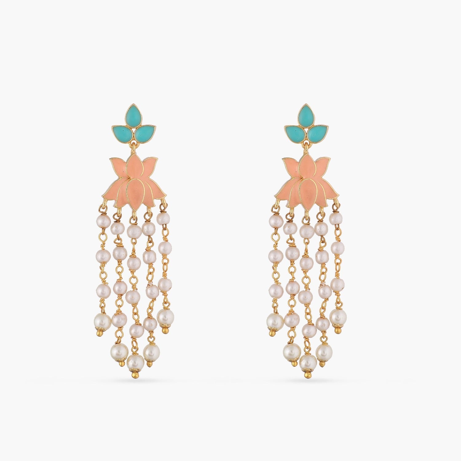 Exquisite Jalaja Lotus Pearl Dangle Earrings for Women - Handmade Boho Chic Jewelry - Perfect for Weddings, Parties & Everyday Wear