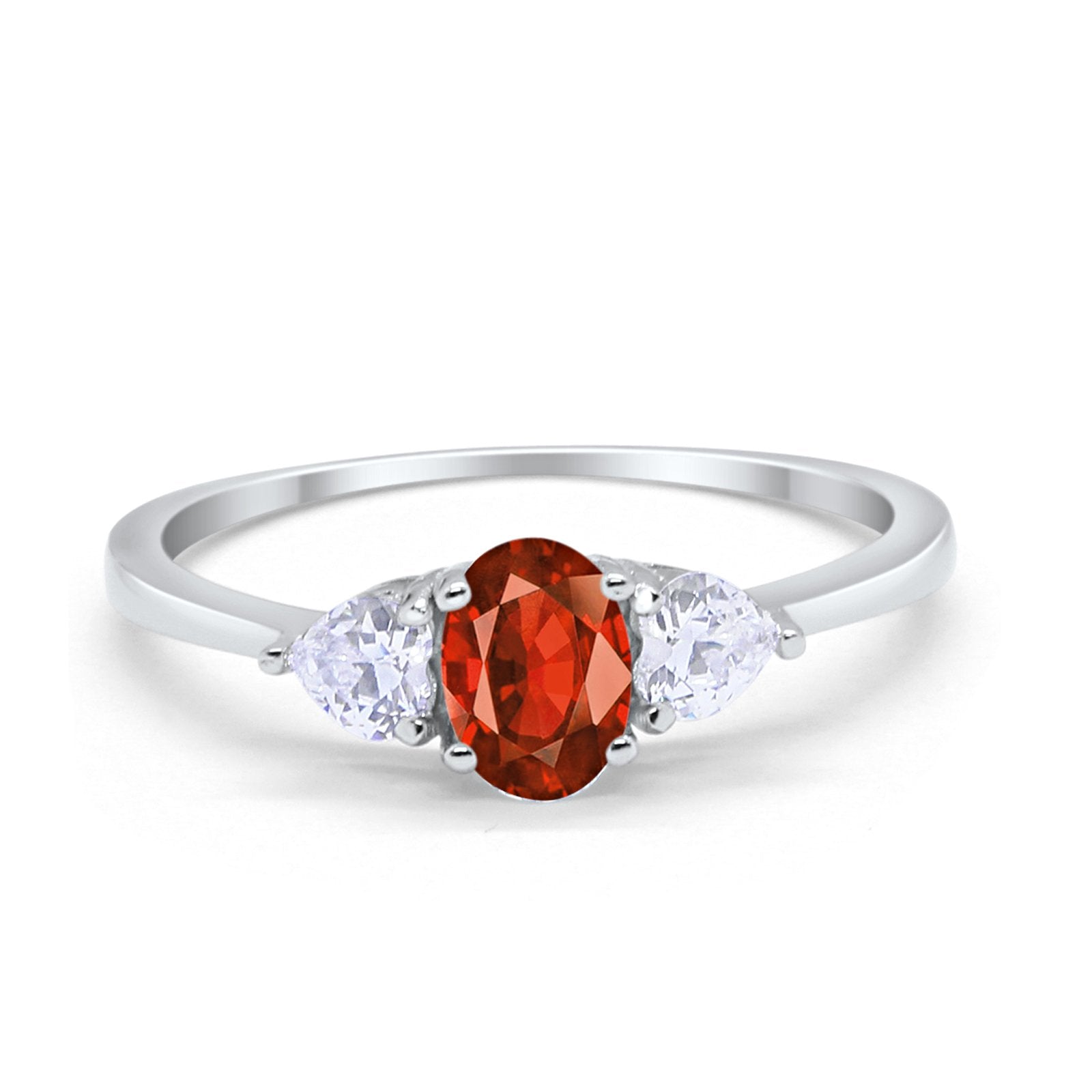 3 Stone Oval Promise Ring - 925 Sterling Silver with Simulated Cubic Zirconia - Elegant Fashion Jewelry for Women - Perfect for Anniversaries, Engagements & Special Occasions