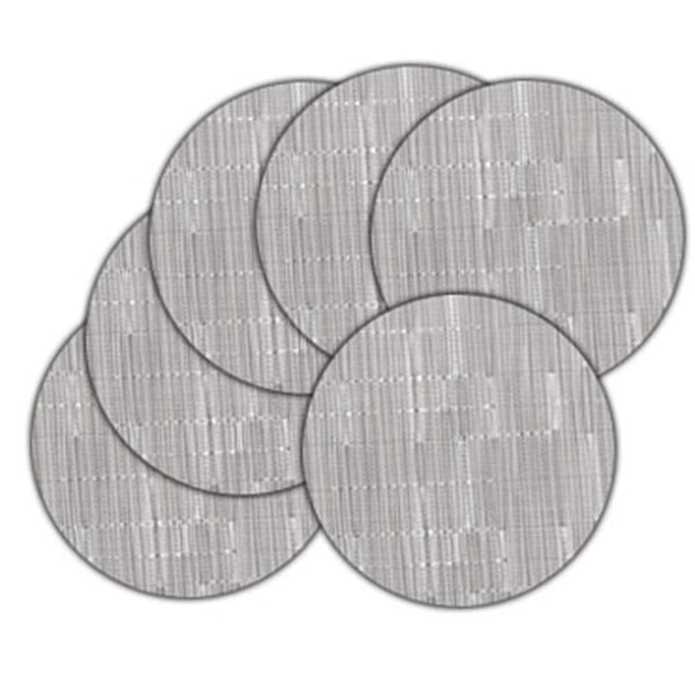 6-Pack Round Woven Placemats - Non-Slip Washable Table Mats (13.8 Inch) for Dining, Kitchen, Christmas Decor, Wedding & Party - Silver Gray Home Decor