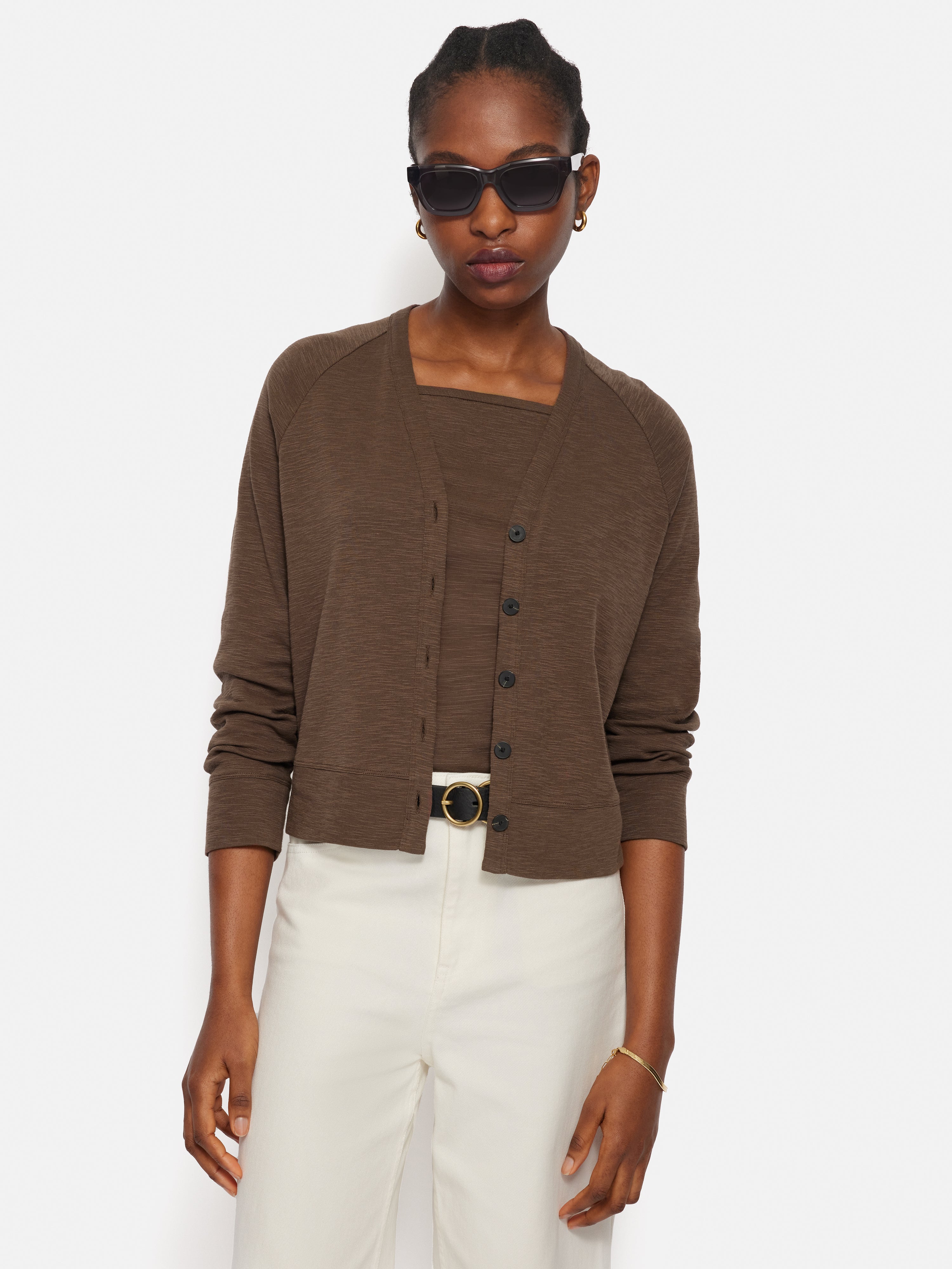 Luxury Cotton Cardigan for Women - Soft & Cozy Brown Knit Sweater | Perfect for Fall & Winter Layering, Office Wear & Casual Outfits
