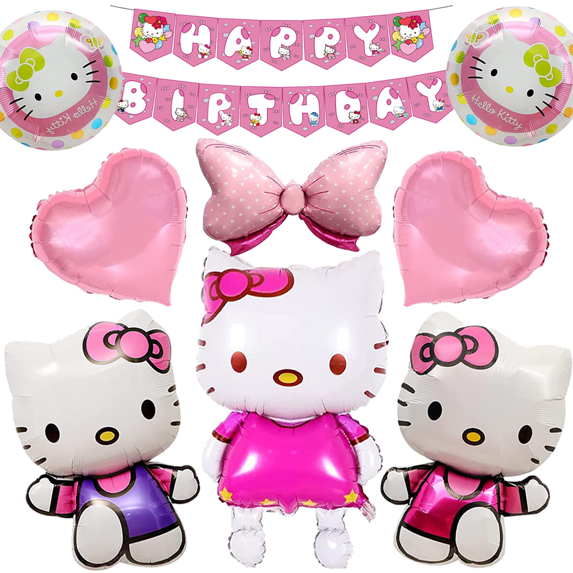 Kitten Birthday Party Decorations - Pink Cartoon Cat Party Supplies Set with Happy Birthday Banner & Cute Balloons for Kids | Perfect for Kitty-Themed Birthday Celebrations, Baby Showers & Children's Parties