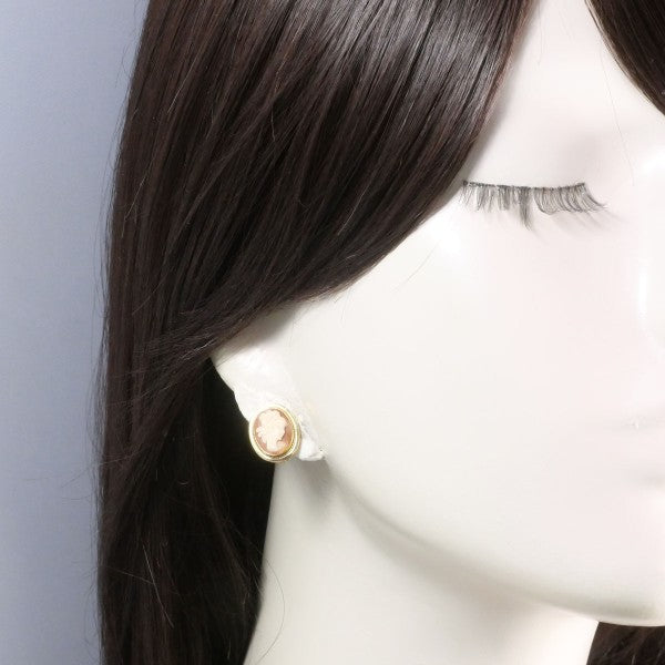 18K Yellow Gold Shell Cameo Earrings - Vintage Italian Handmade Jewelry for Women | Elegant Gift for Mother's Day, Anniversary & Special Occasions