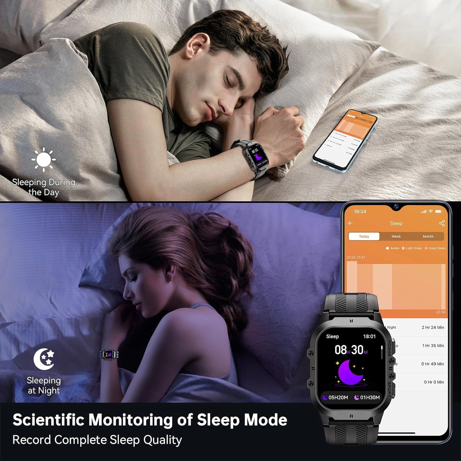 **Military Smart Watch for Men - Rugged 1.96