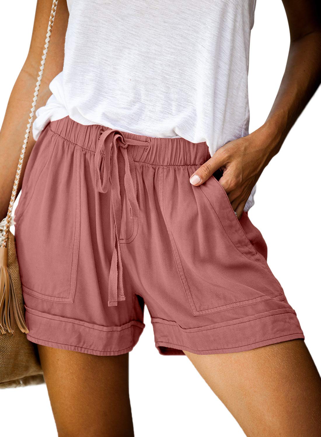 Dokotoo Women's Comfortable Casual Shorts with Drawstring Elastic Waist & Pockets - Perfect for Summer, Lounge, Travel & Outdoor Activities