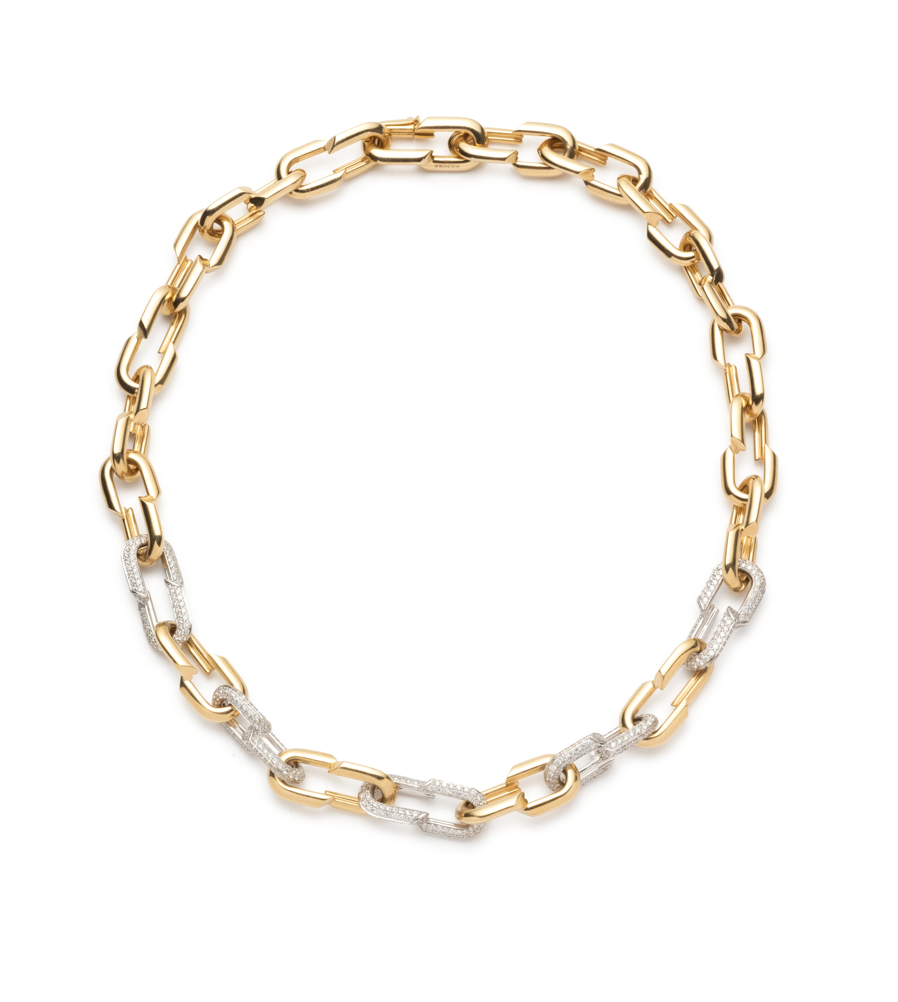 Medium Strong Hearts Five Pave Diamond Love Link Chain Necklace - Elegant Jewelry Gift for Women, Perfect for Valentine's Day, Anniversary & Romantic Occasions