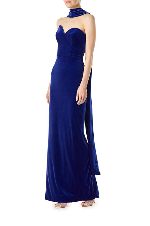 Elegant Strapless Gown with Detachable Neck Scarf - Perfect for Weddings, Prom & Evening Events