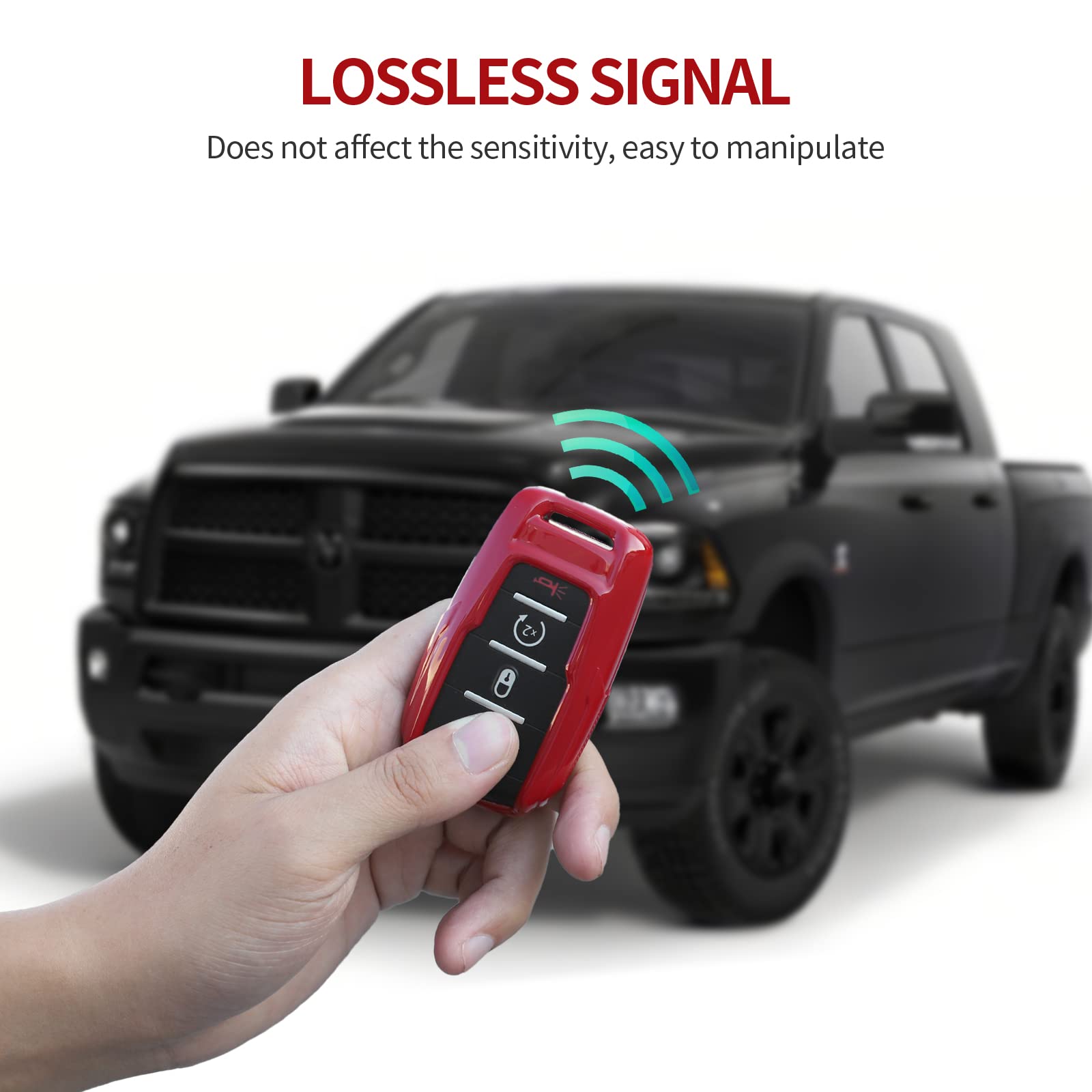 CheroCar RAM Key Fob Cover - Durable Shell Protector for Keyless Entry Remote (2018-2022 Dodge RAM) - Red | Perfect for Truck Owners & Off-Road Adventures