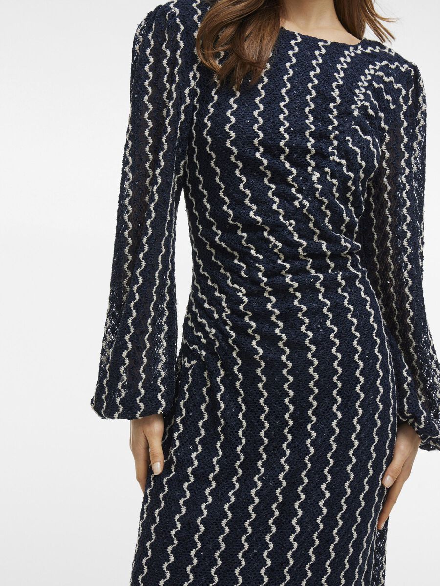 Elaine Midi Dress - Navy Blazer & Birch Color | Women's Office Wear & Casual Dress for Work, Parties & Everyday Outfits