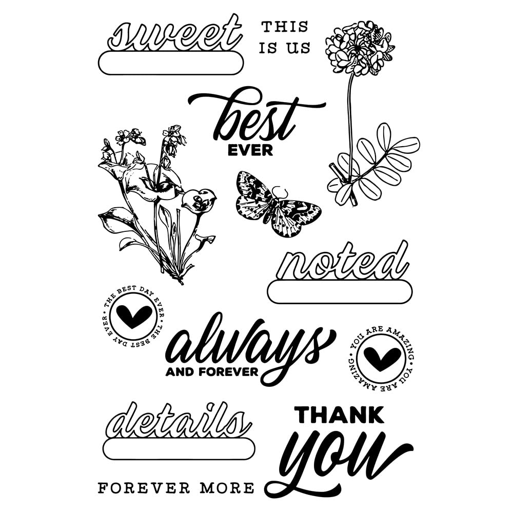 Simple Stories SV Weathered Stamps - Vintage Style Scrapbooking Stamps for Card Making, Journaling & DIY Craft Projects