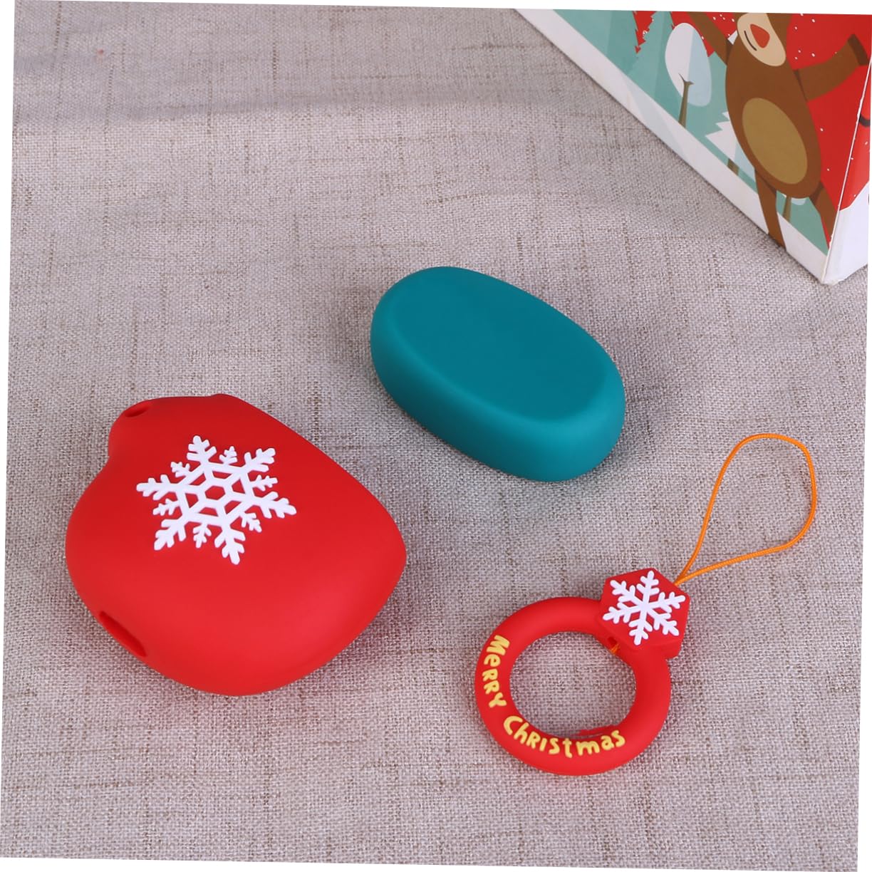 OSALADI 2 Pack Snowflake Pattern Headphone Case - Durable Earphone Protector with Ring Rope for AirPods & Wireless Earbuds - Perfect for Travel, Gym & Daily Use