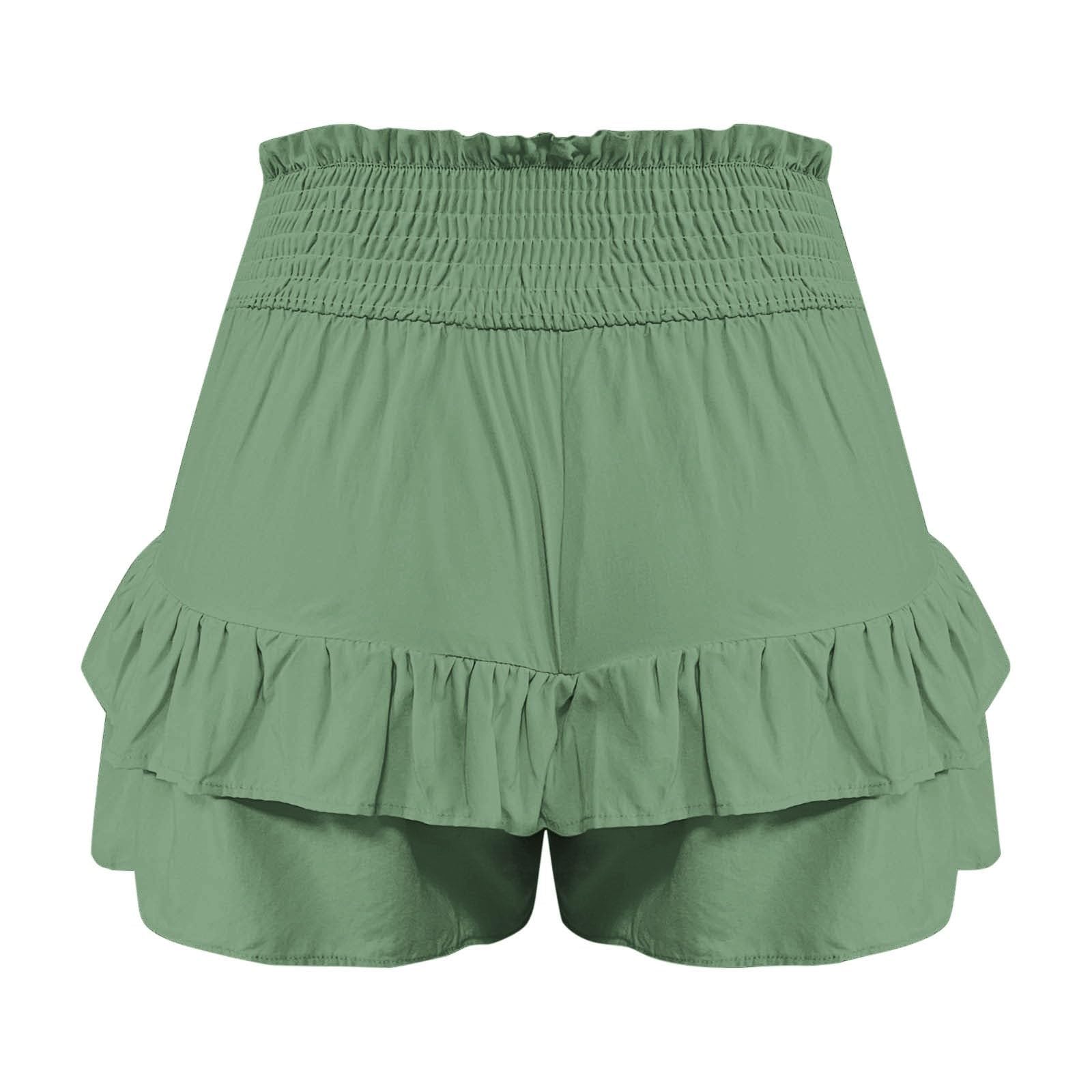 Women's High Rise Ruffle Shorts - Trendy Summer Bermuda Shorts for Beach & Holiday