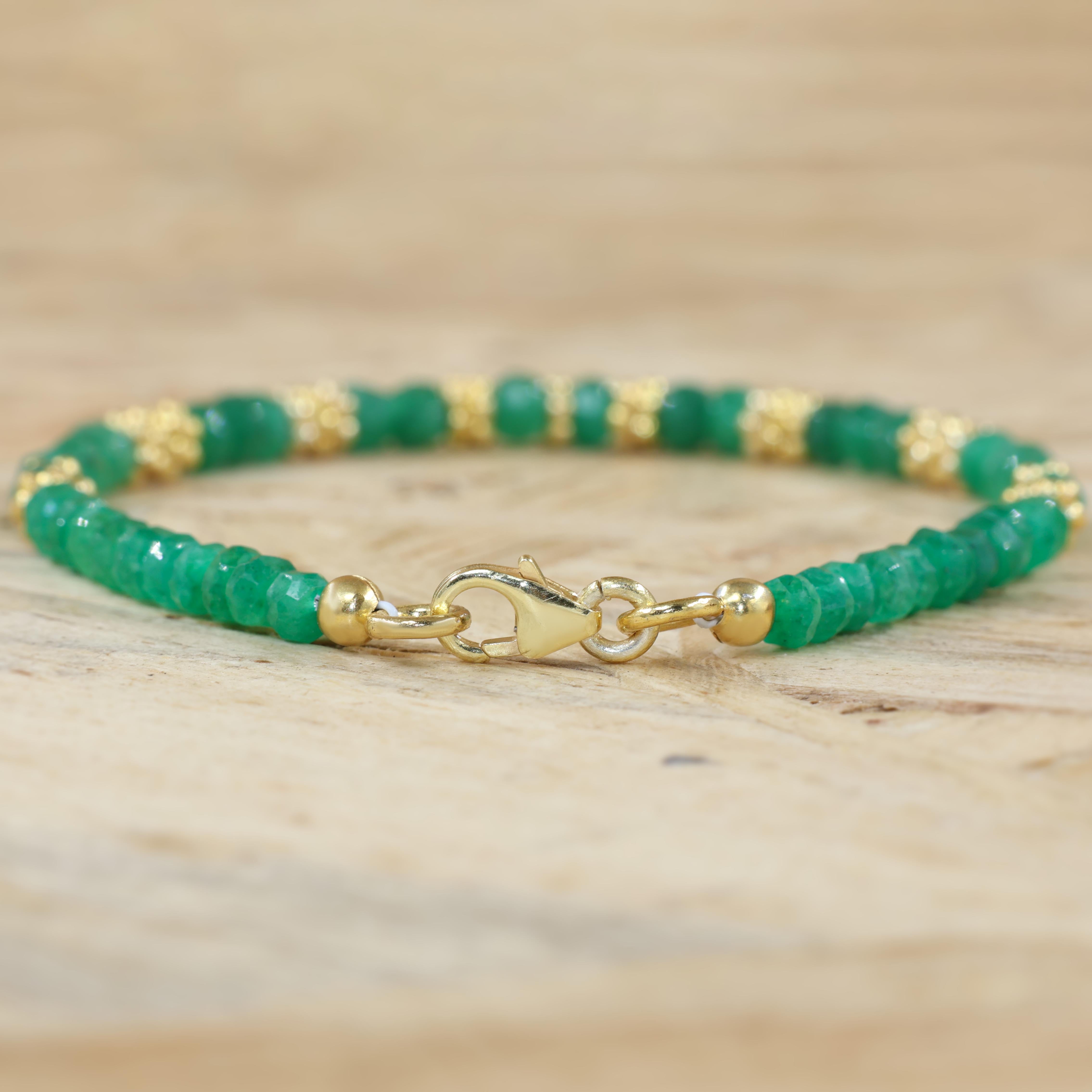 Natural Emerald Gemstone Beaded Bracelet for Women - Elegant Handmade Jewelry for Daily Wear, Gifts & Special Occasions