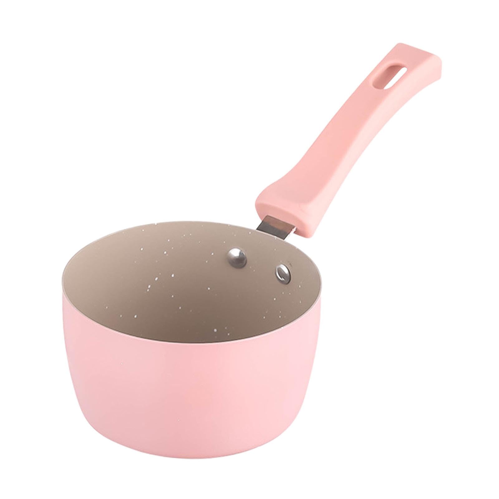 Folpus Stainless Steel Milk Pot - Small Soup & Coffee Warmer for Gas Stove, Pink Medical Stone Design - Perfect for Kitchen, Camping & Medical Use