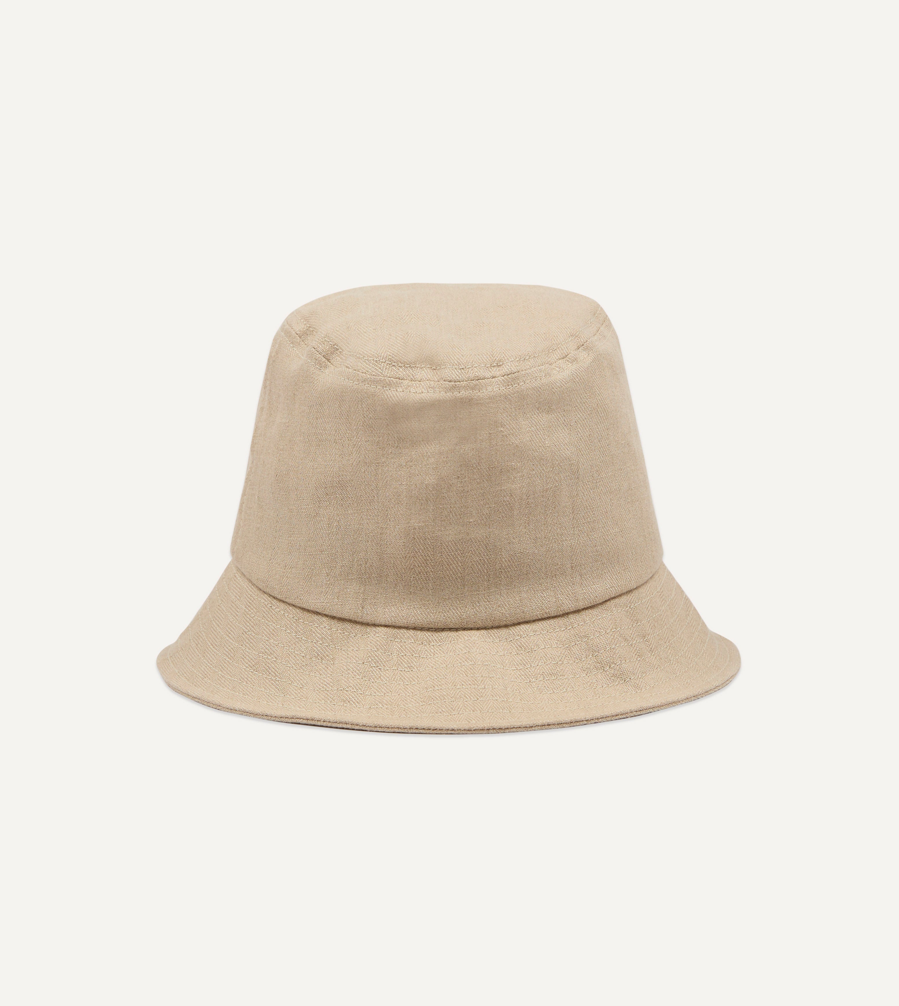 Elegant Ecru Herringbone Linen Bucket Hat for Women - Breathable Summer Sun Hat for Beach, Outdoor & Travel