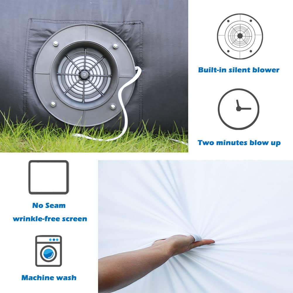 18ft Inflatable Outdoor Movie Screen - Front & Rear Projection with Built-in Blower | Portable Backyard Cinema for Pool Parties, Lawn Events & Camping | Includes Ground Pegs, Rope & Carry Bag