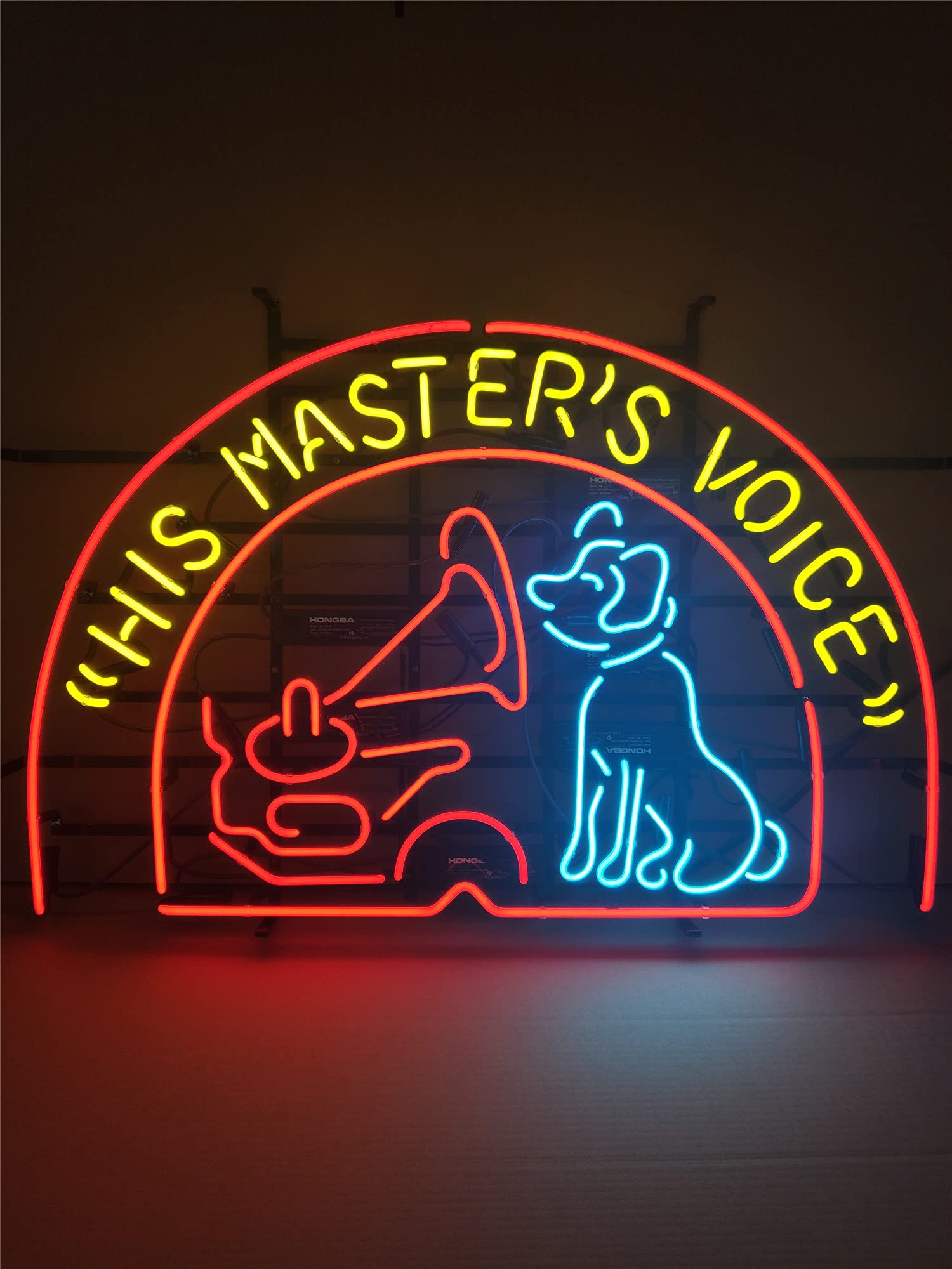Custom Real Glass Neon Light Sign - His Master's Voice Bar Sign for Wall Decor | Perfect for Bedroom, Beer Bar, Home Hanging | Halloween & Christmas Party Decorations
