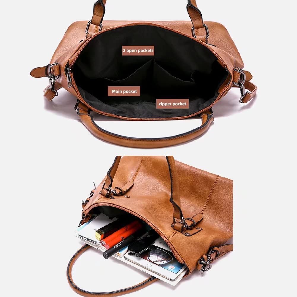 Stylish Large Tote Handbags for Women - PU Leather Shoulder Bag with Top Handle & Crossbody Strap - Perfect for Work, Travel & Daily Commute | Office Essentials, Weekend Getaway & Shopping Companion