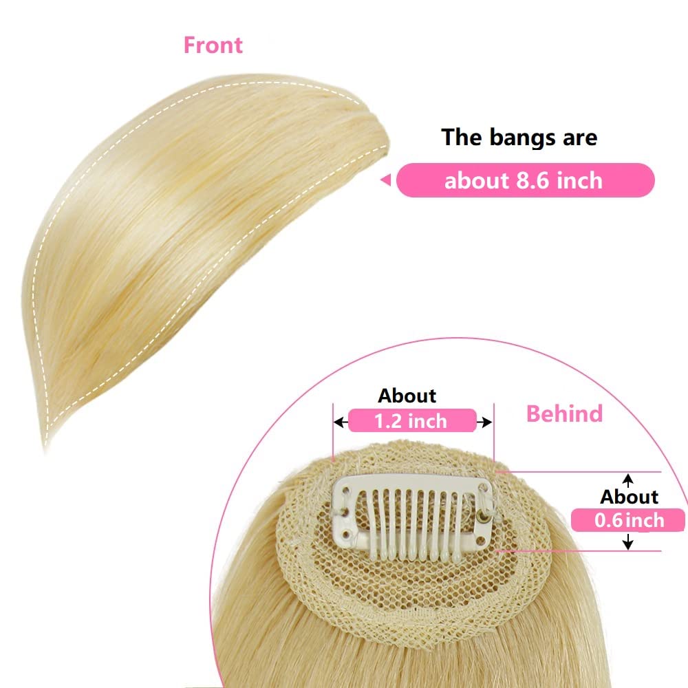 DSOAR Clip-In Real Human Hair Side Bangs - Natural Straight Fringe Hair Extensions for Women (Blonde/613#) - Perfect for Daily Wear, Cosplay & Hairstyle Transformations
