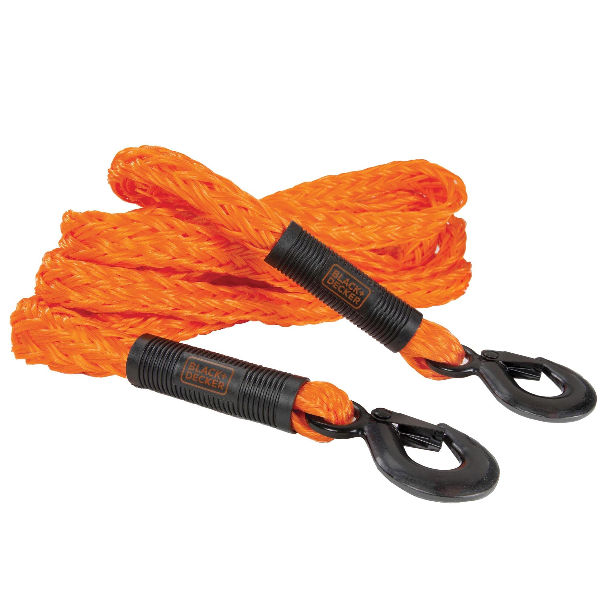 Heavy Duty 14' Black & Orange Tow Rope with Ergonomic Handles & Forged Steel D-Ring Hooks (4,500 lb Capacity) - Ideal for Off-Road Recovery, Truck Towing & Emergency Vehicle Pulling