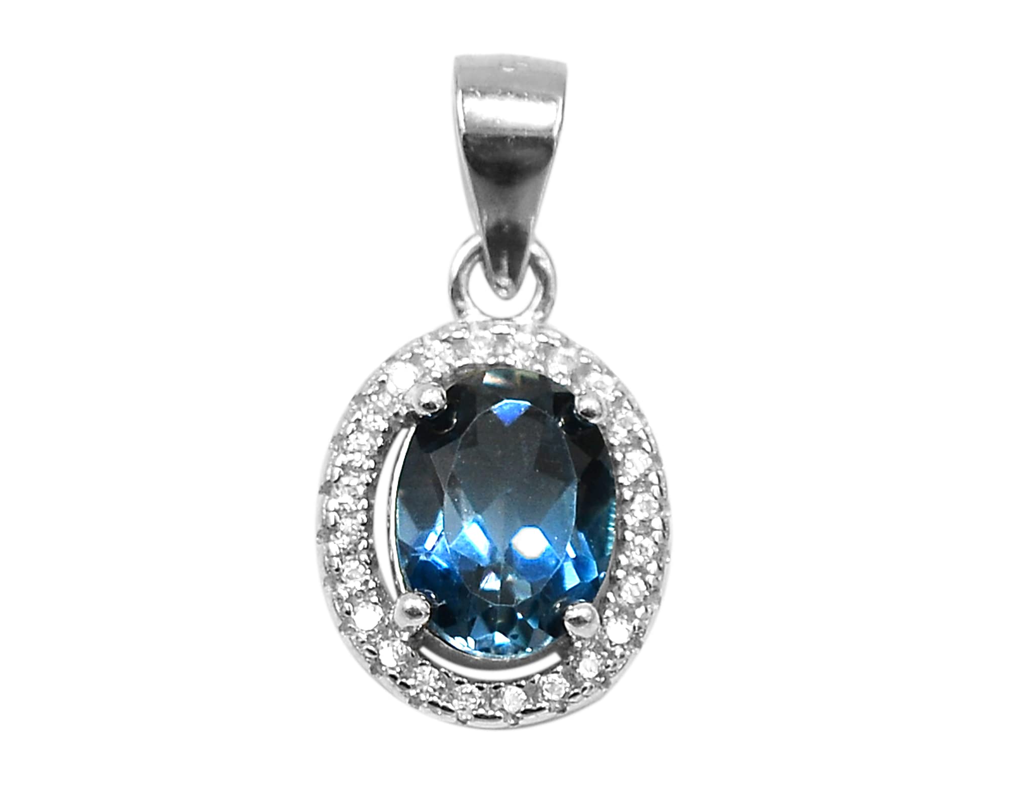 925 Sterling Silver 8X6mm London Blue Topaz Ring Earring Pendant Jewelry Set for Women - December Birthstone Gift, Unisex Proposal & Christmas Present for Girlfriend - Perfect for Anniversaries, Engagements & Special Occasions